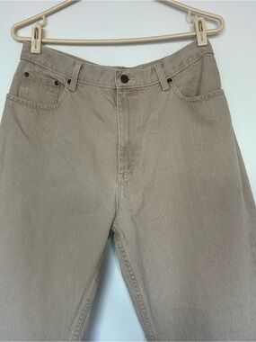 Vintage style LL Bean Classic Fit Straight Leg Jeans Tan High Rise Stretch 14